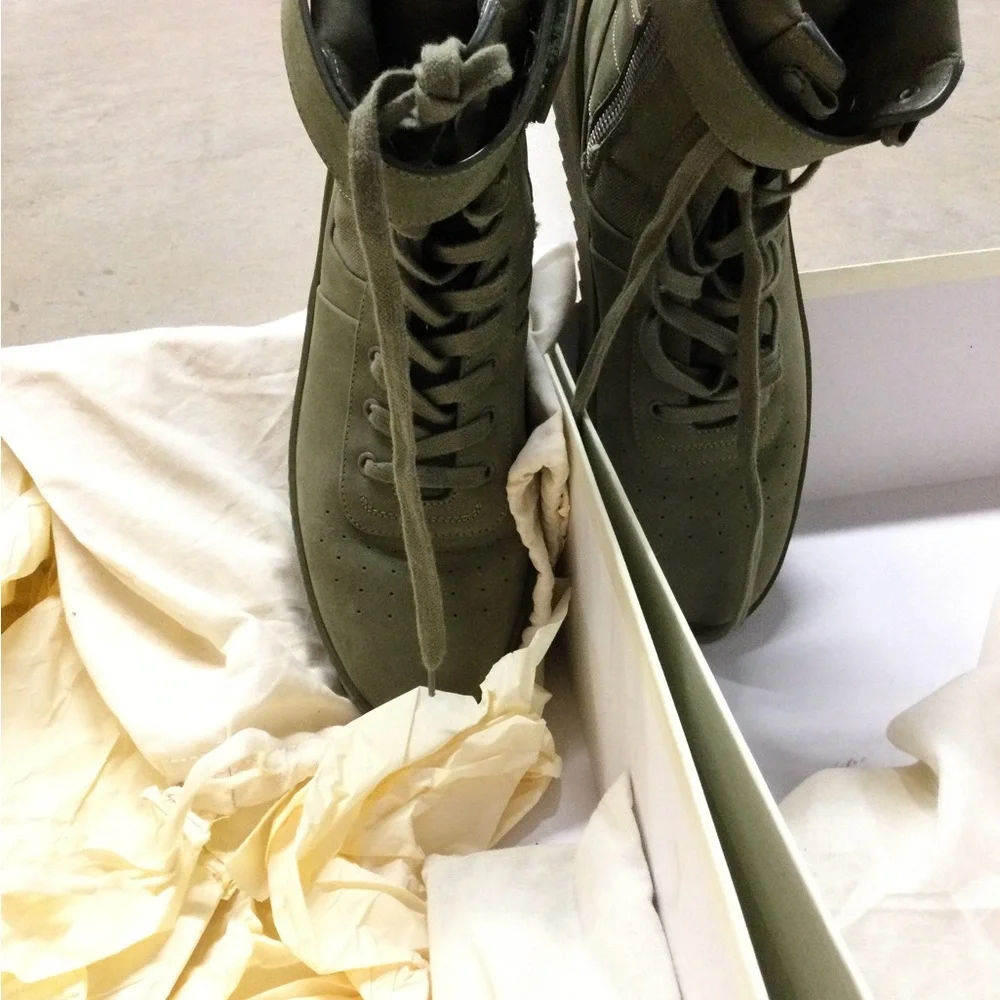 Olive Green High-Top Sneakers